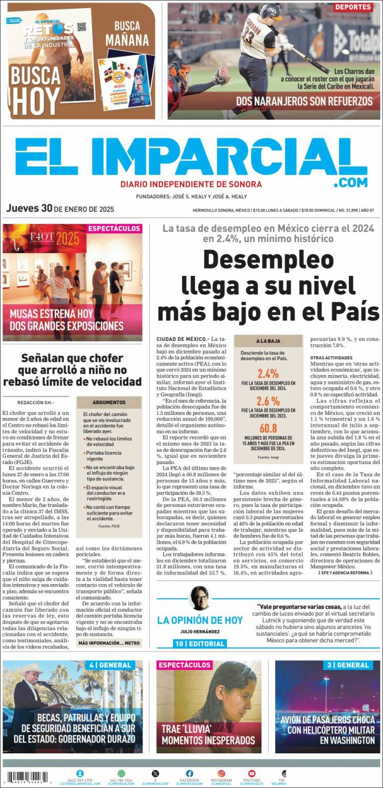 Portada de El Imparcial (M&eacute;xico)