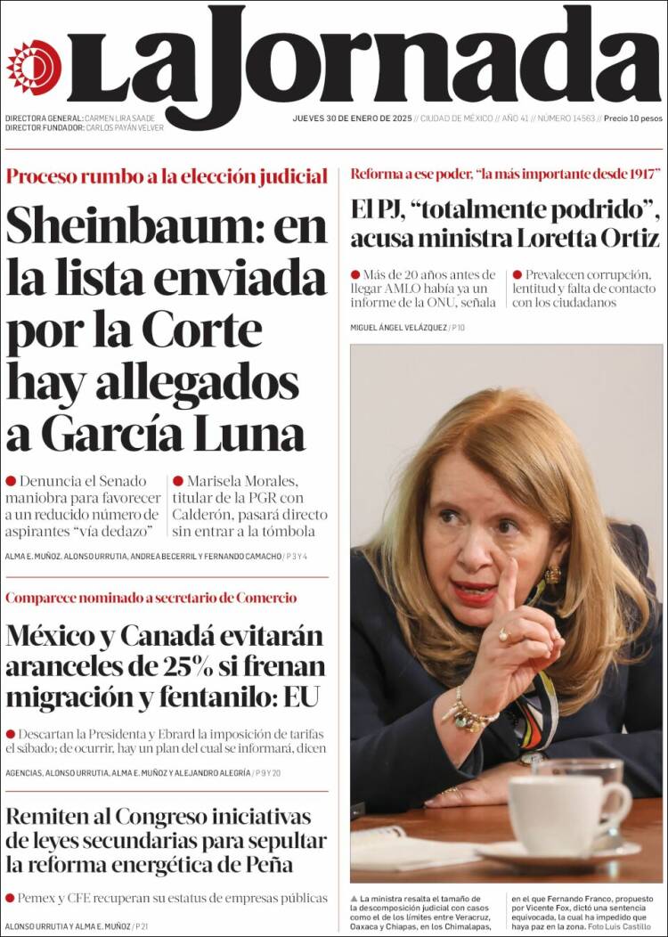 Portada de La Jornada (M&eacute;xico)