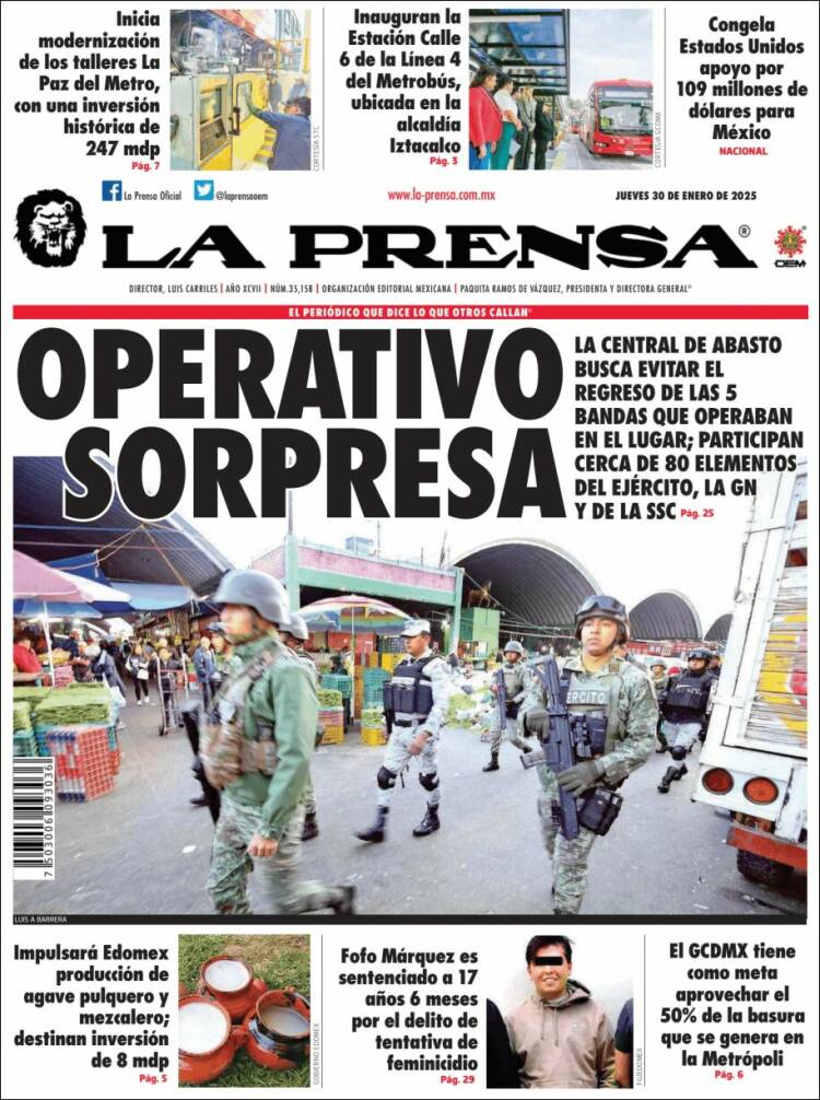 Portada de La Prensa (M&eacute;xico)