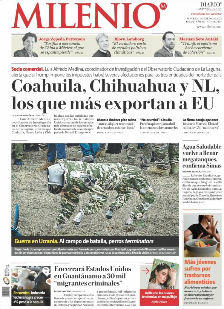 Portada de Milenio - Laguna (M&eacute;xico)