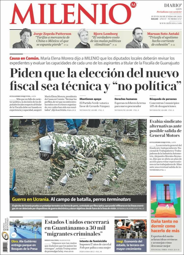 Portada de Milenio de León (M&eacute;xico)