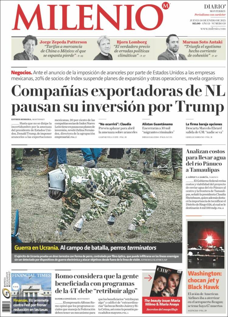 Portada de Milenio de Monterrey (M&eacute;xico)