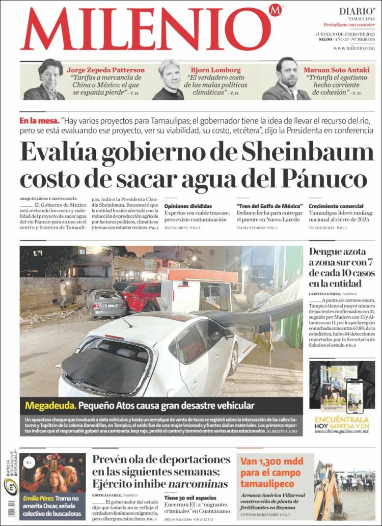 Portada de Milenio - Tamaulipas (M&eacute;xico)