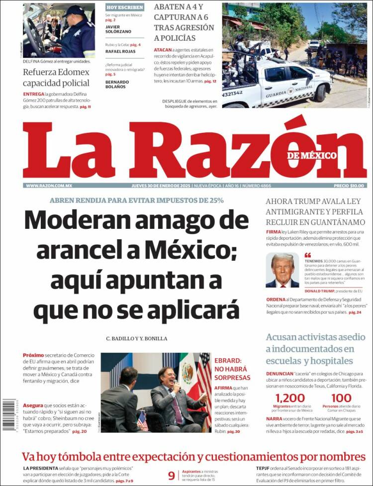 Portada de La Razón (M&eacute;xico)