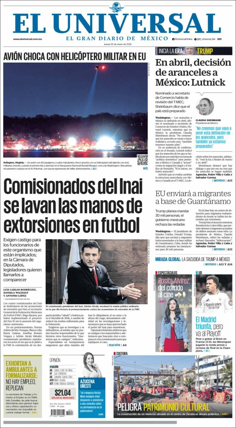 Portada de El Universal (M&eacute;xico)