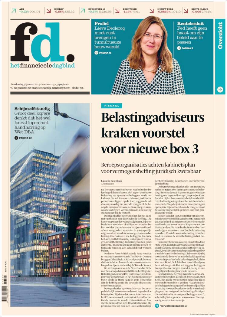 Portada de Het Financieele Dagblad (Pa&iacute;ses Bajos)