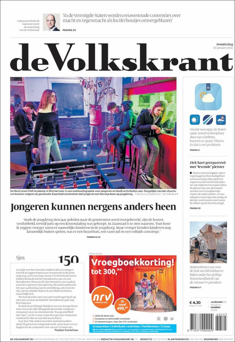 Portada de De Volkskrant (Pa&iacute;ses Bajos)