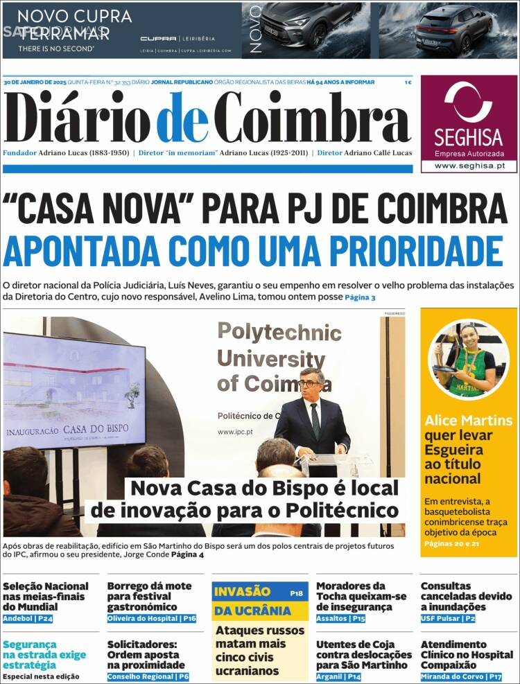 Portada de Diário de Coimbra (Portugal)