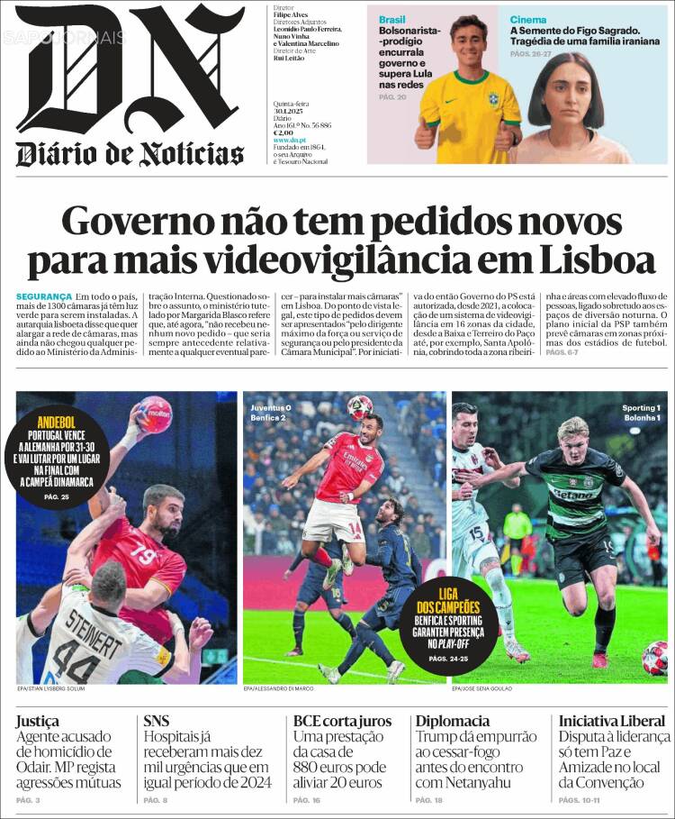 Portada de Diário de Noticias (Portugal)