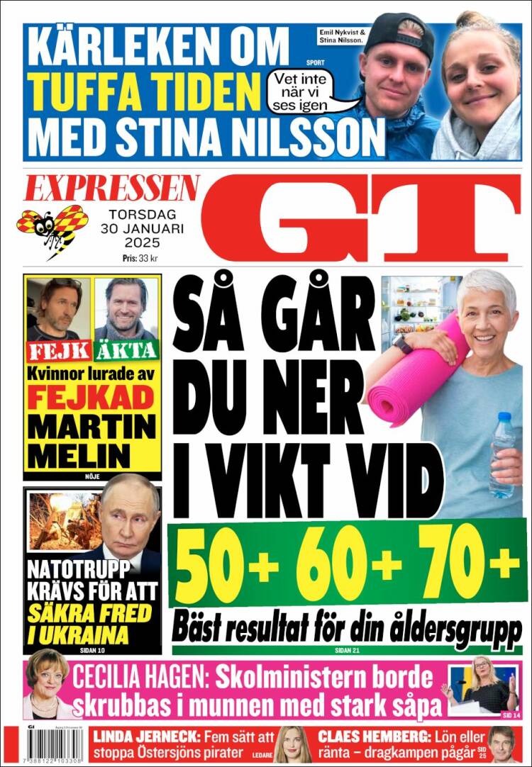 Portada de Göteborgstidningen (Suecia)