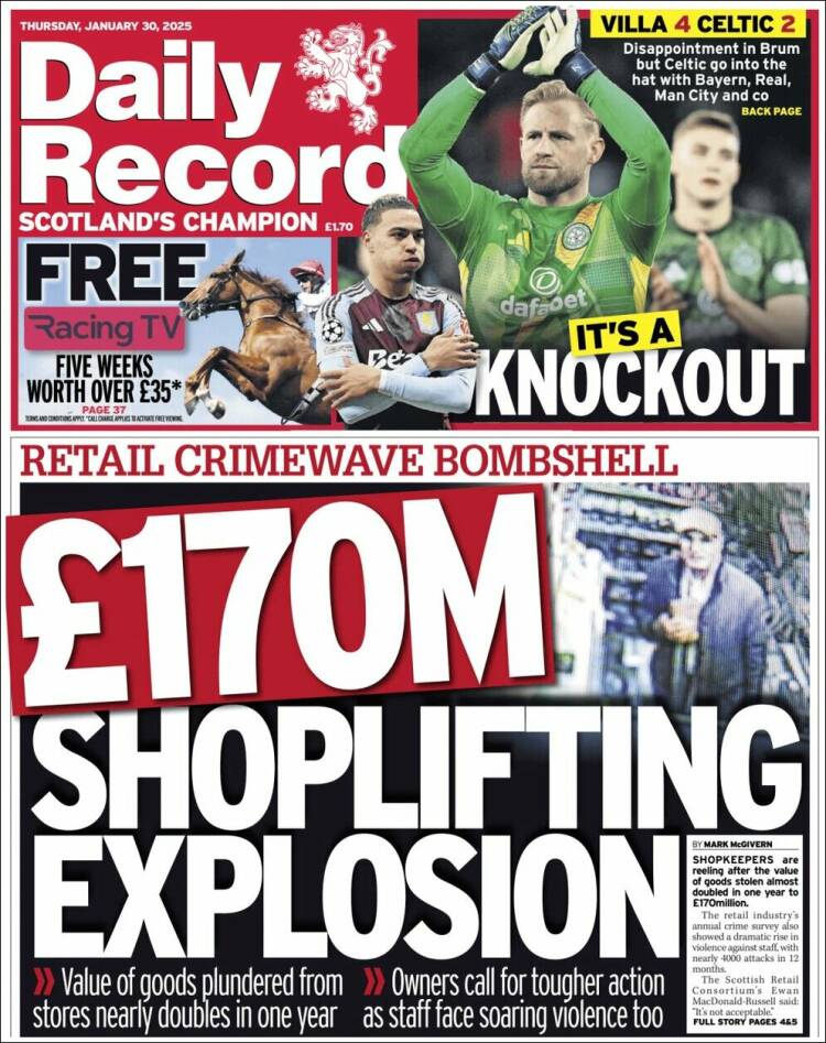 Portada de Daily Record (Reino Unido)