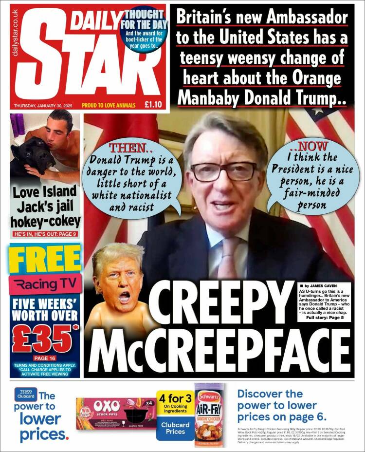 Portada de Daily Star (Reino Unido)