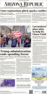 Portada de Arizona Republic News (USA)