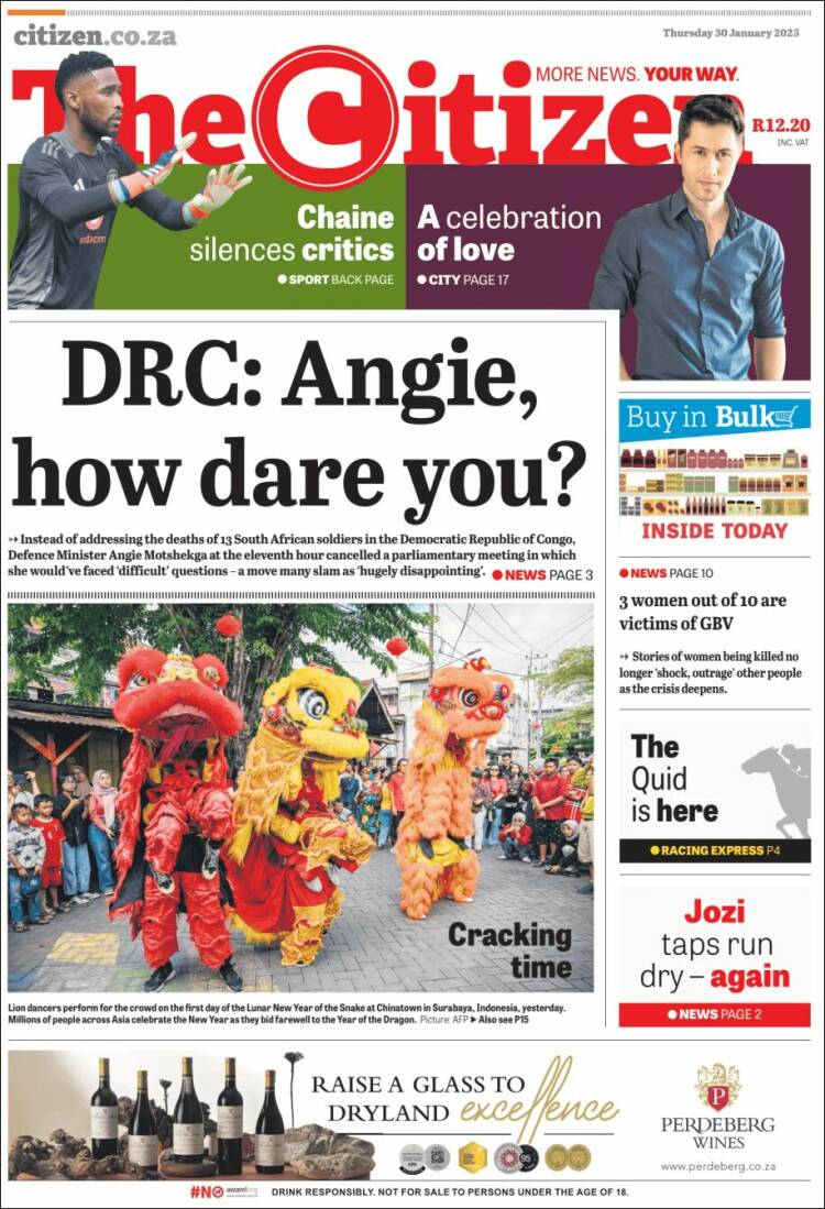 Portada de The Citizen (Sud&aacute;frica)