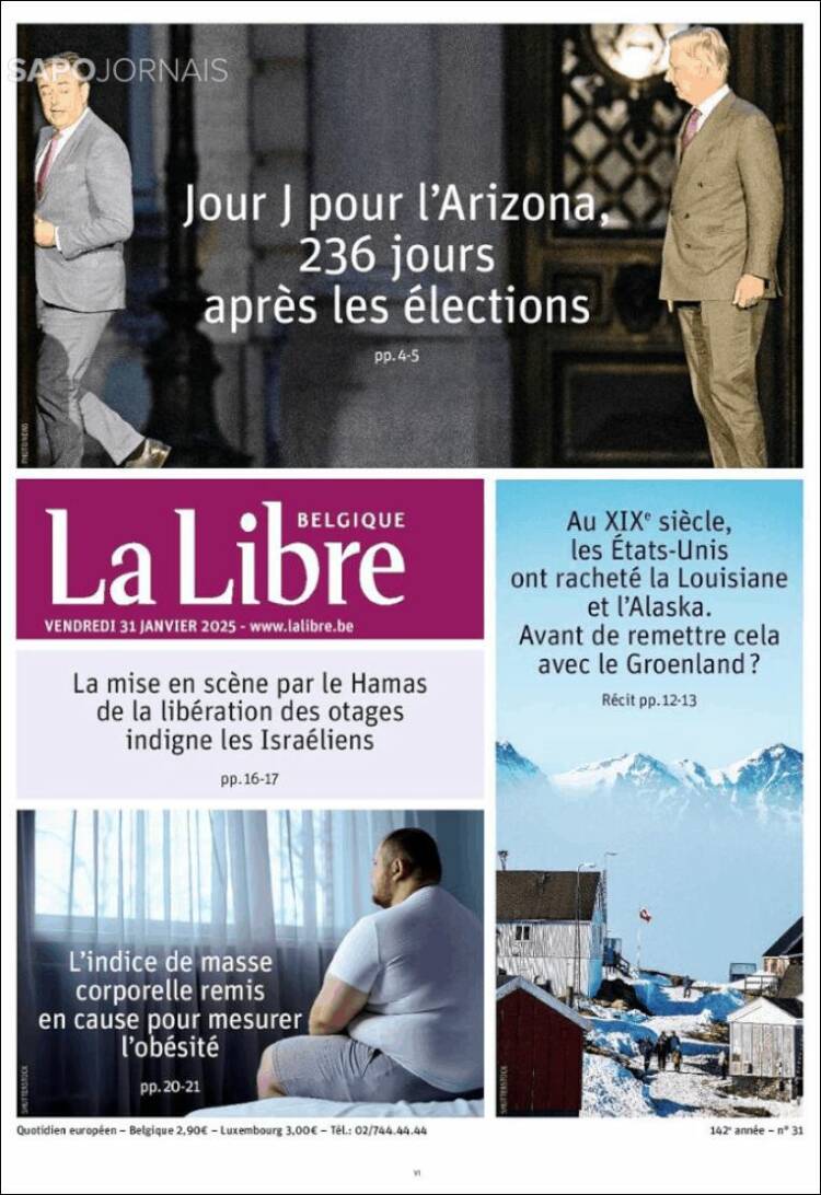 Portada de La Libre.be (B&eacute;lgica)