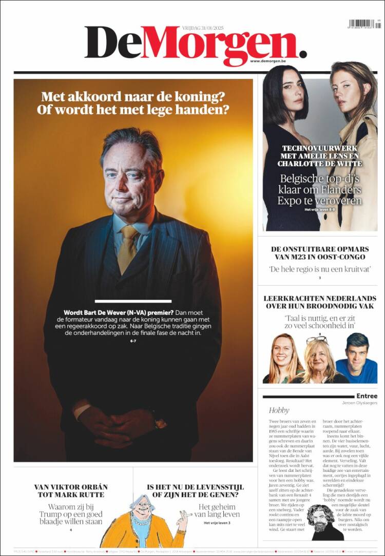 Portada de De Morgen (B&eacute;lgica)