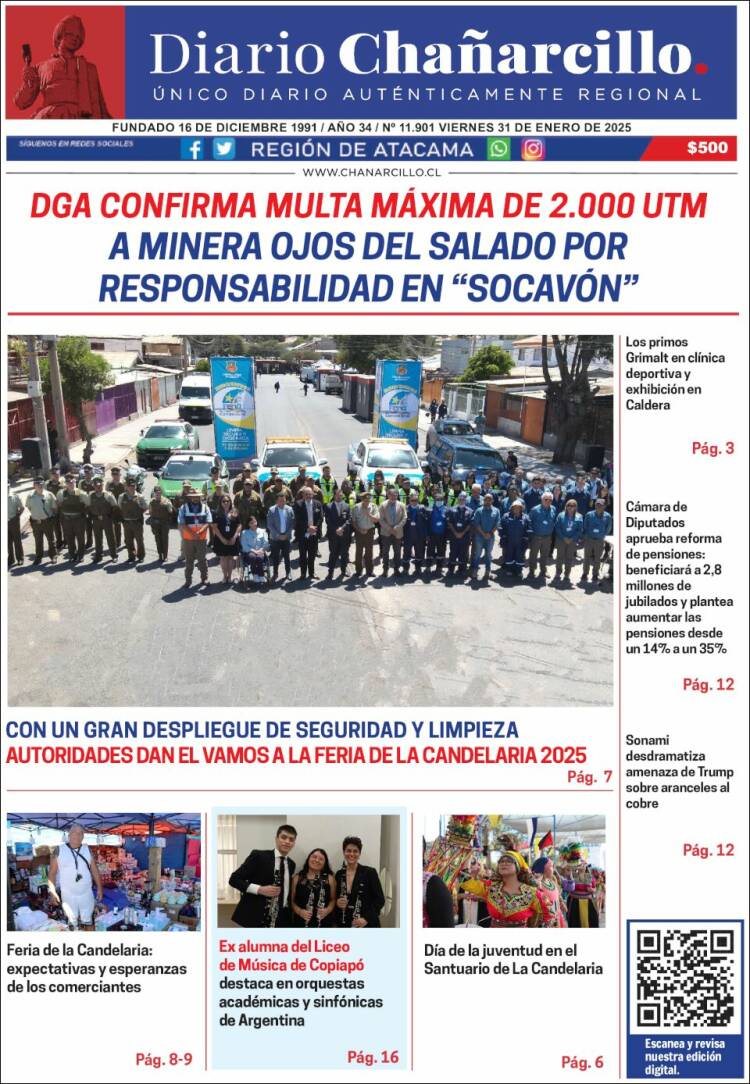 Portada de Diario Chañarcillo (Chile)