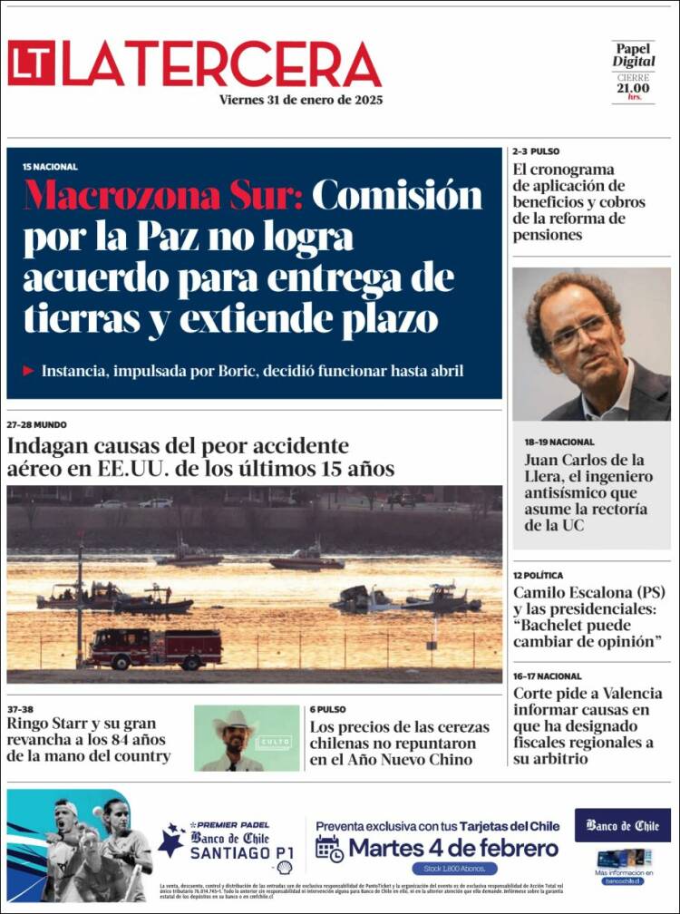 Portada de La Tercera (Chile)