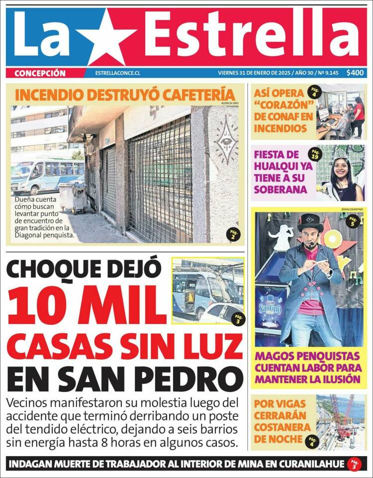 Portada de La Estrella de Concepción (Chile)