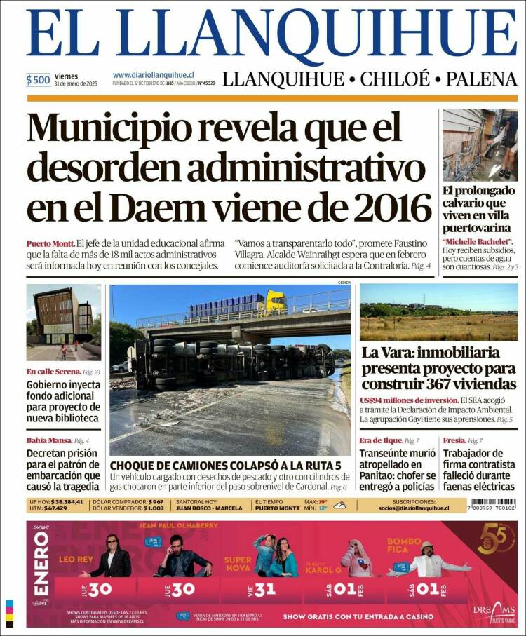 Portada de El Llanquihue (Chile)