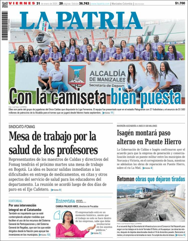 Portada de La Patria (Colombia)