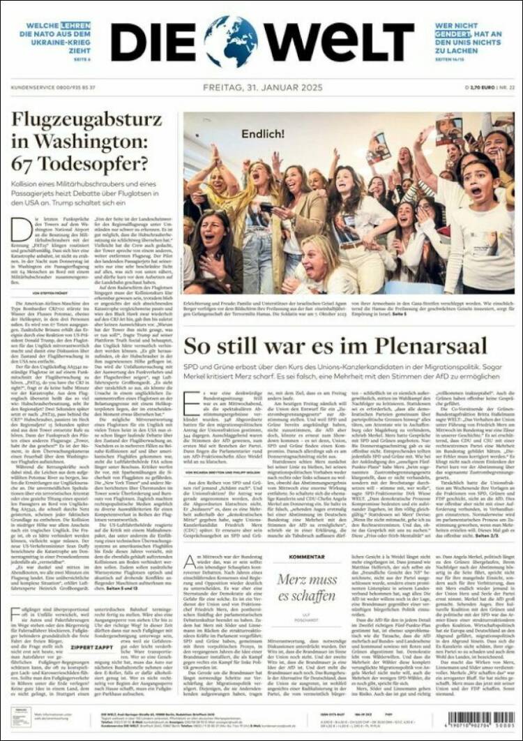 Portada de Die Welt (Alemania)