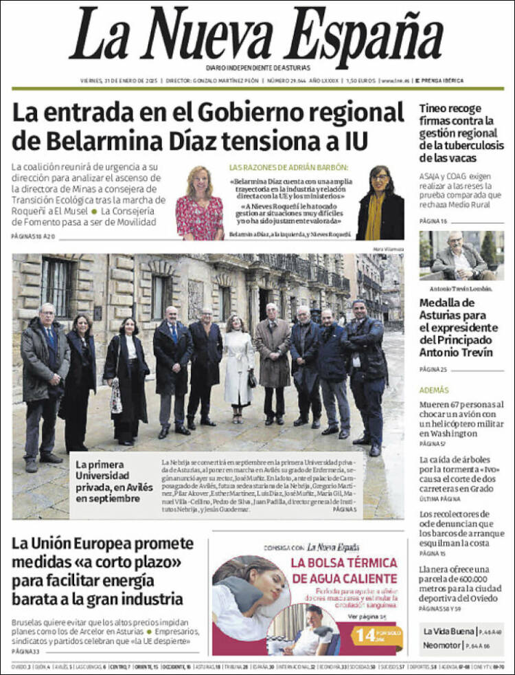 Portada de La Nueva España (España)