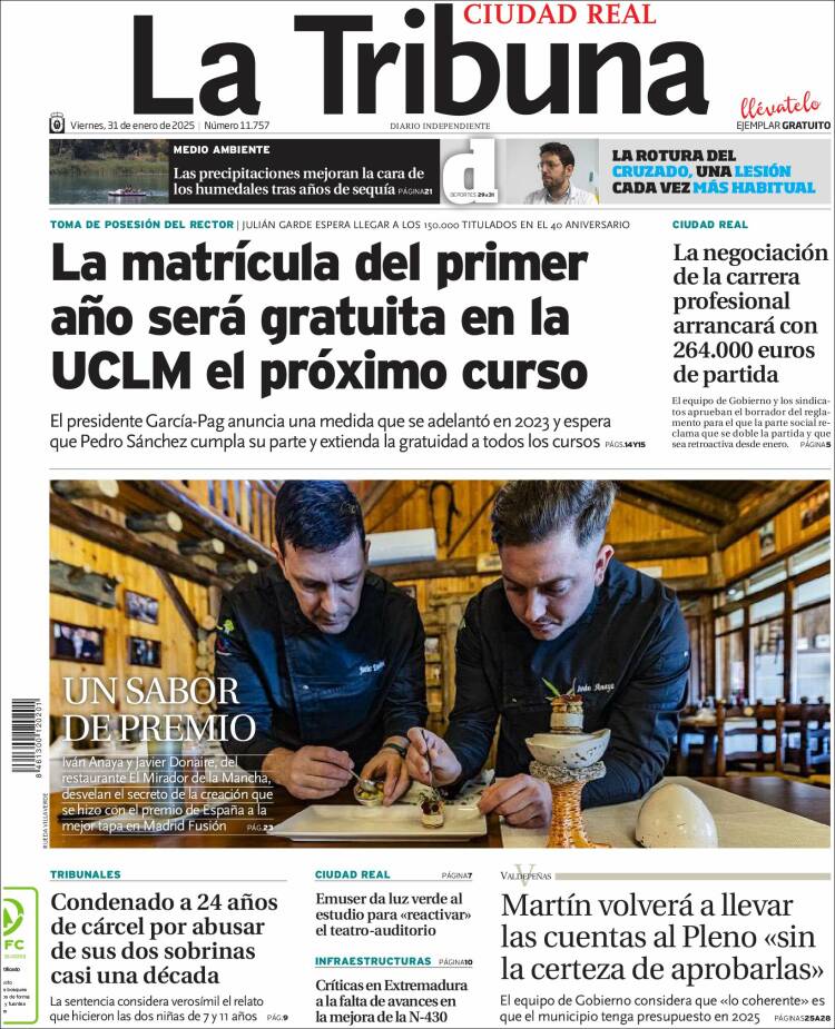 Portada de La Tribuna de Ciudad Real (España)