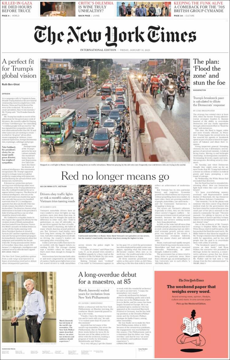 Portada de International New York Times (Europa)