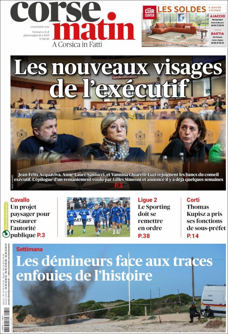 Portada de Corse-Matin (Francia)