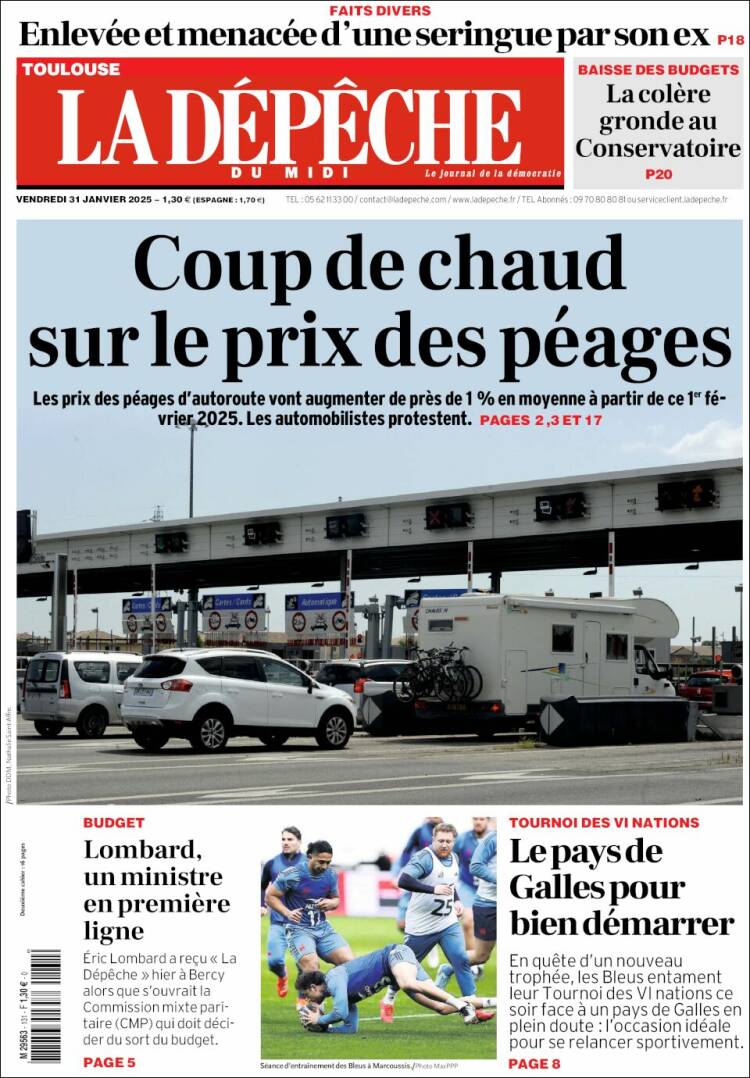 Portada de La Dépêche du Midi (Francia)