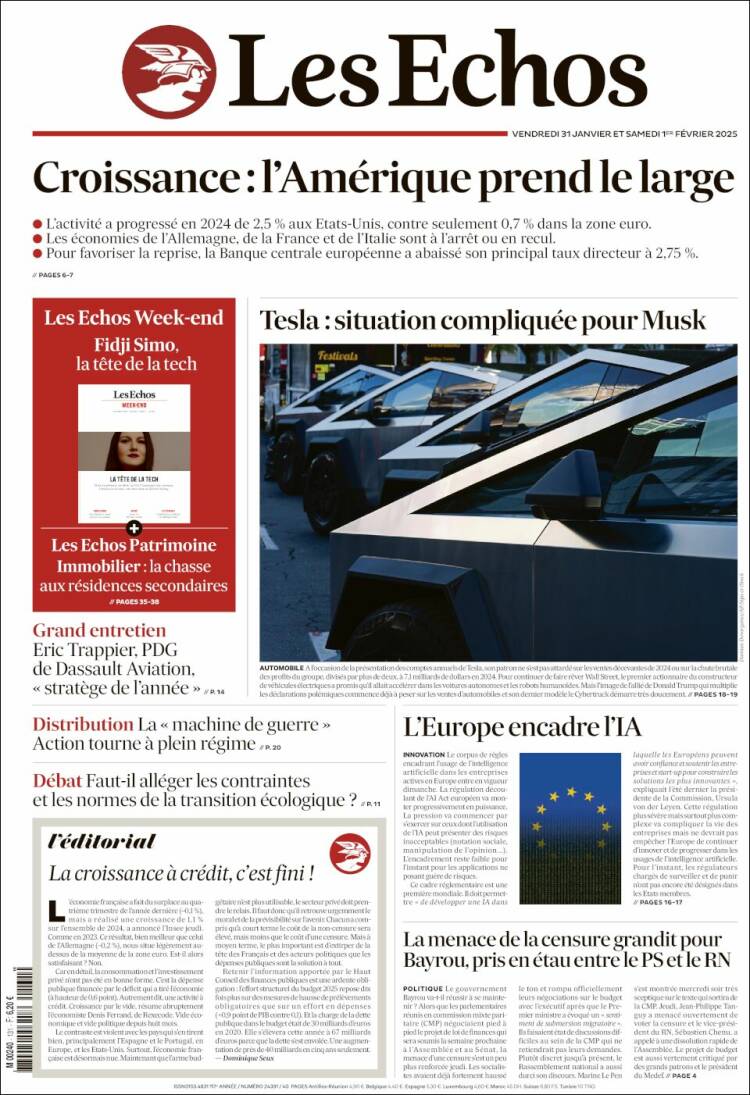 Portada de Les Echos (Francia)
