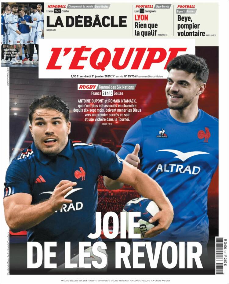 Portada de L'Equipe (Francia)