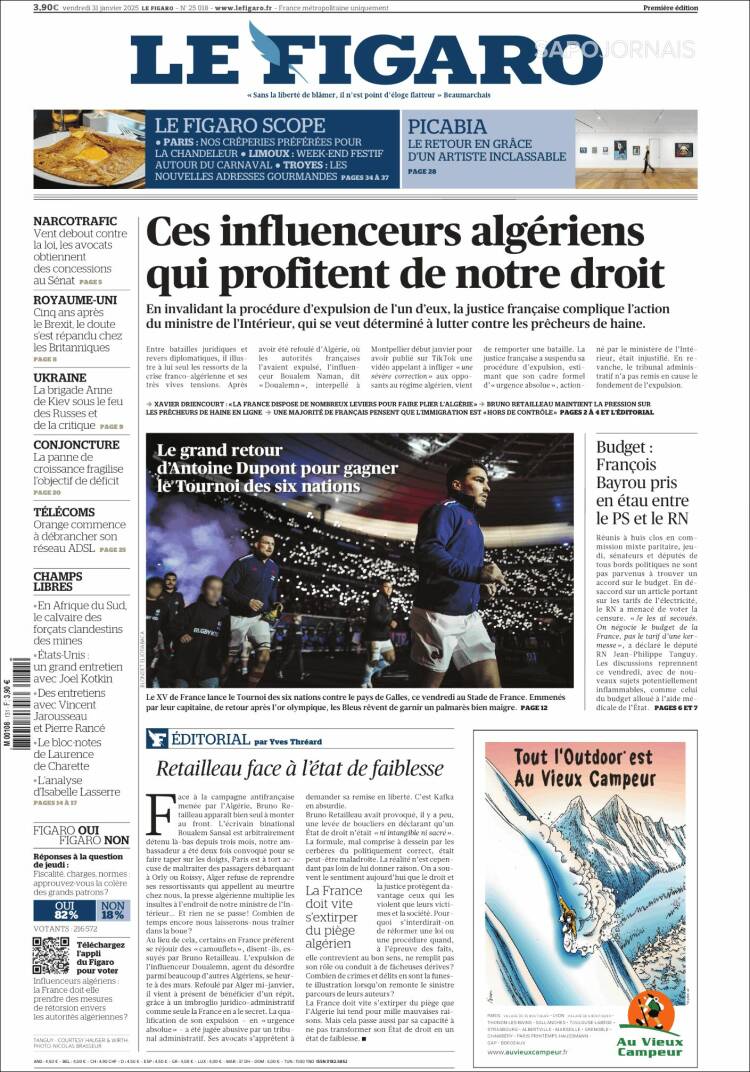 Portada de Le Figaro (Francia)
