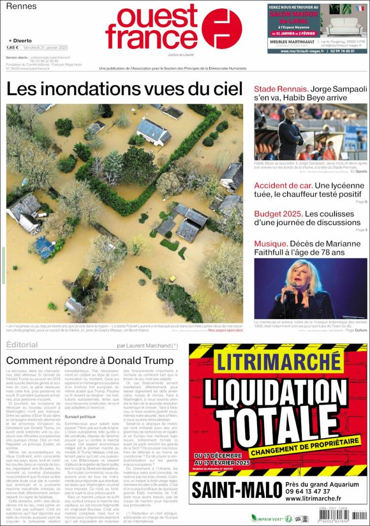 Portada de Ouest France (Francia)