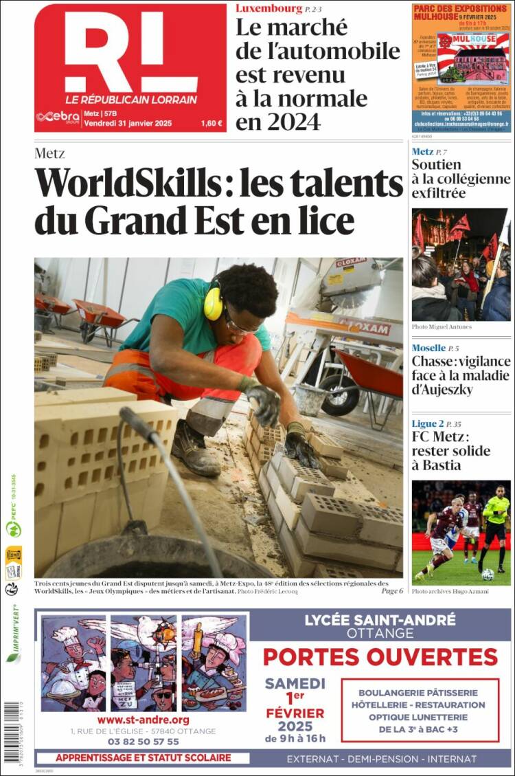 Portada de Le Republicain Lorrain (Francia)