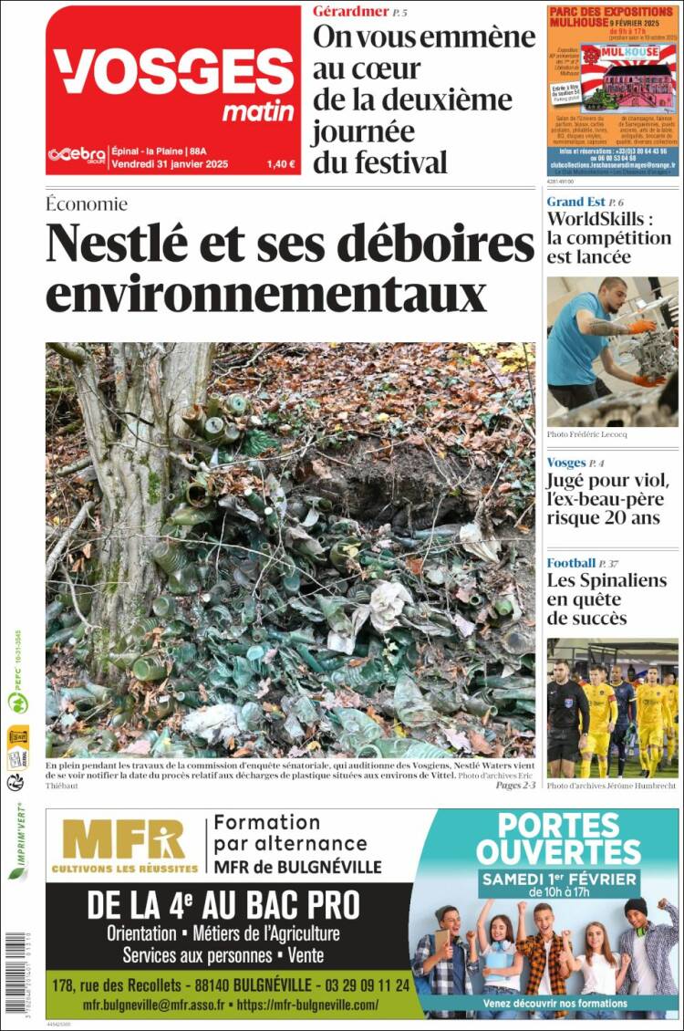 Portada de Vosges Matin (Francia)