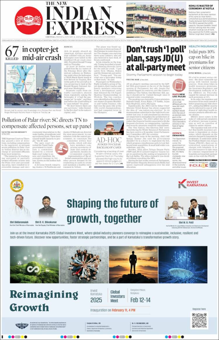 Portada de New Indian Express (India)