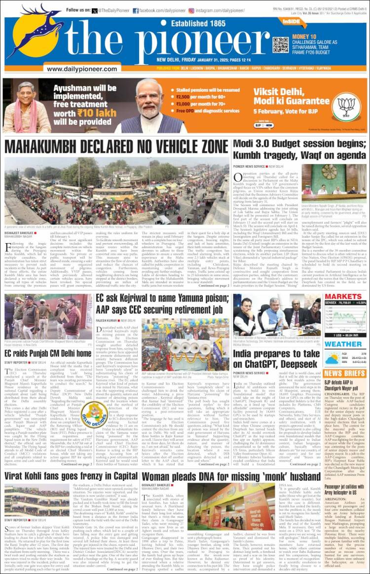 Portada de The Pioneer (India)