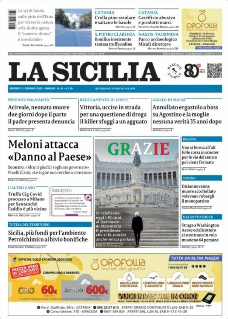 Portada de La Sicilia (Italia)