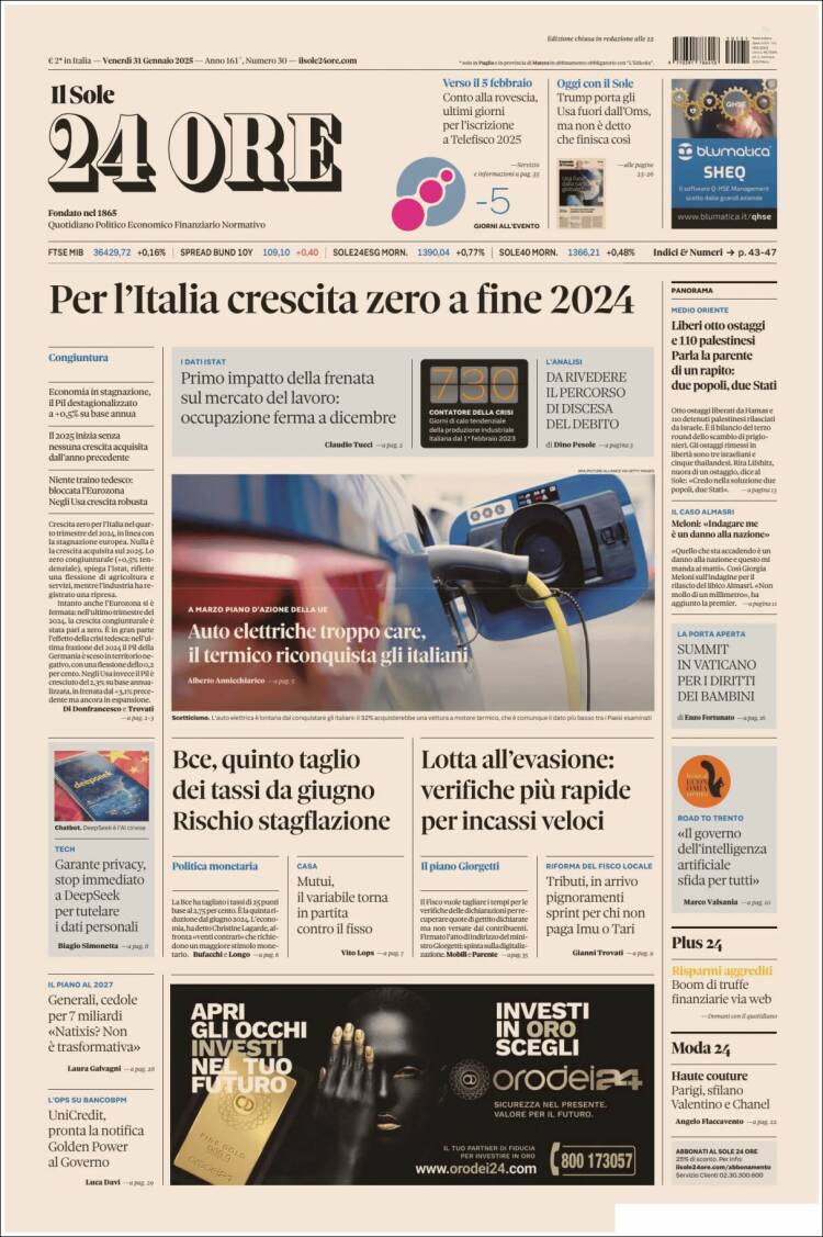 Portada de Il Sole 24 ORE (Italia)