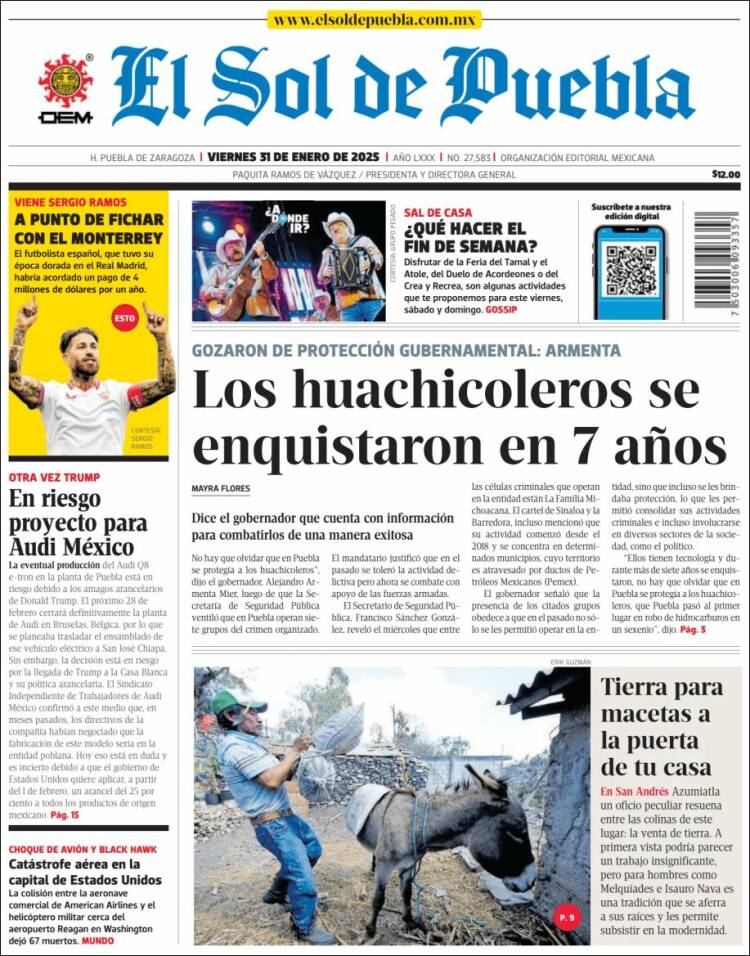 Portada de El Sol de Puebla (México)