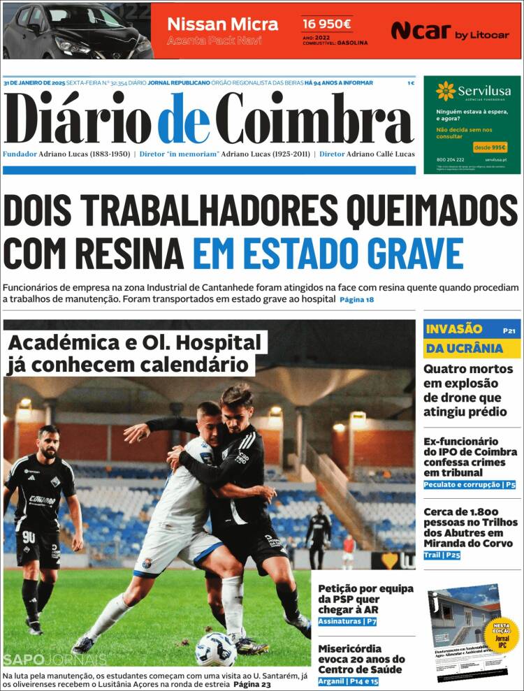 Portada de Diário de Coimbra (Portugal)