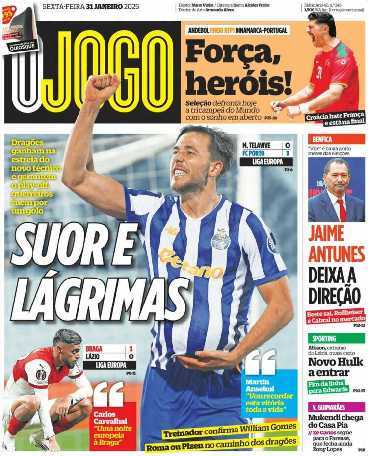 Portada de O Jogo (Portugal)