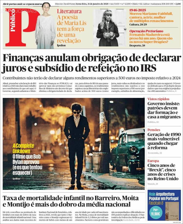 Portada de Público (Portugal)