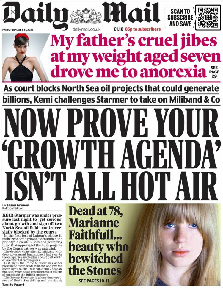 Portada de Daily Mail (Reino Unido)