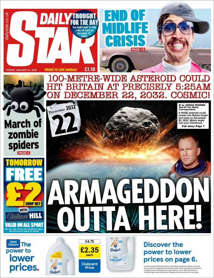 Portada de Daily Star (Reino Unido)