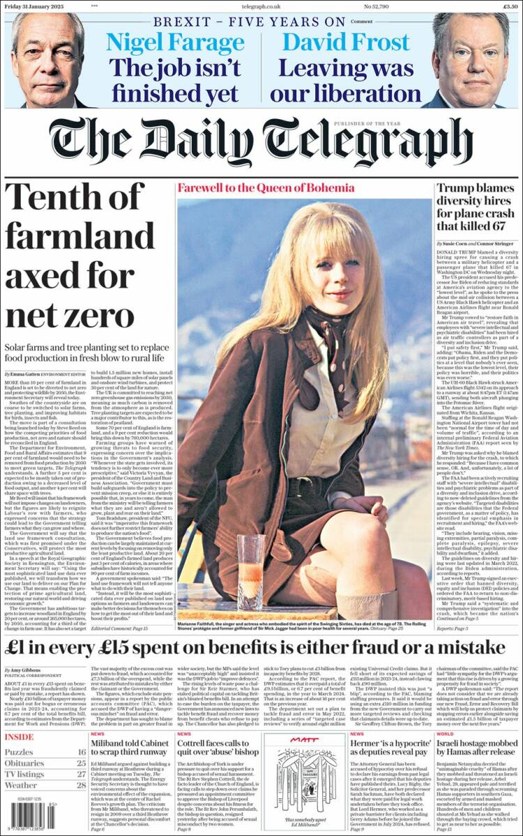 Portada de Daily Telegraph (Reino Unido)