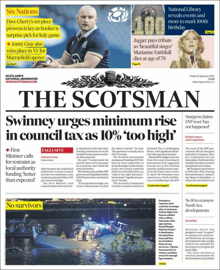 Portada de The Scotsman (Reino Unido)