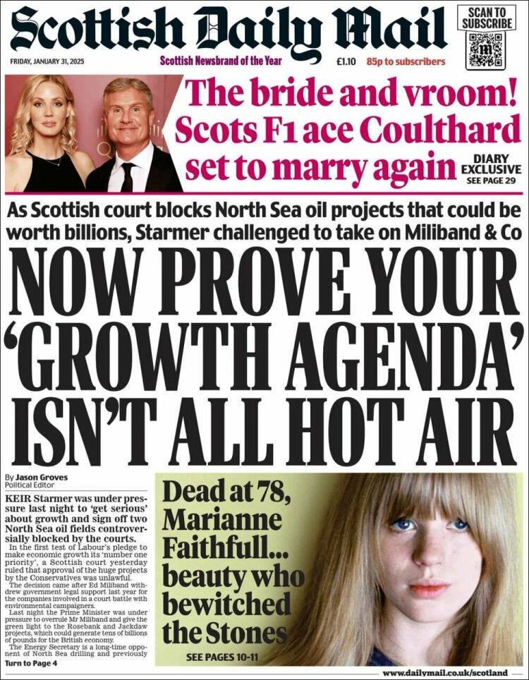 Portada de Scottish Daily Mail (Reino Unido)